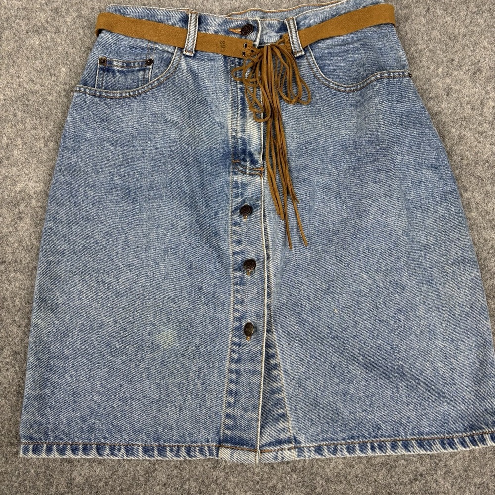 Vintage Jordache Denim Skirt Women's 6 Knee Length Button Front A-Line 90's EUC